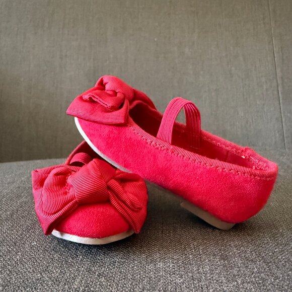 NWOT Old Navy Faux-Suede Red Bow Ballet Flats Toddler Size 5 - Picture 6 of 6